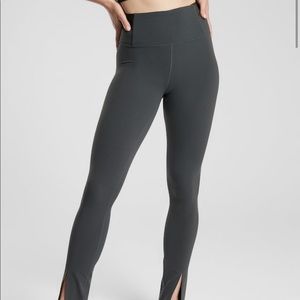 Athleta Aura Split Pant in Powervita black olives